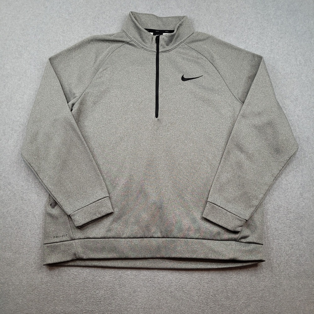 Nike Dri-Fit Quarter Zip Pullover Mens 2XL‎ Gray Long Sleeve Athletic 860497-012